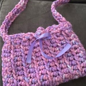 Pink purple cross body bag. Fits cell phone, face mask, sanitizer, small tablet.